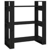 vidaXL Book Cabinet/Room Divider Black 80x35x91 cm Solid Wood Pine