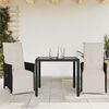 vidaXL 3 Piece Bistro Set with Cushions Black Poly Rattan