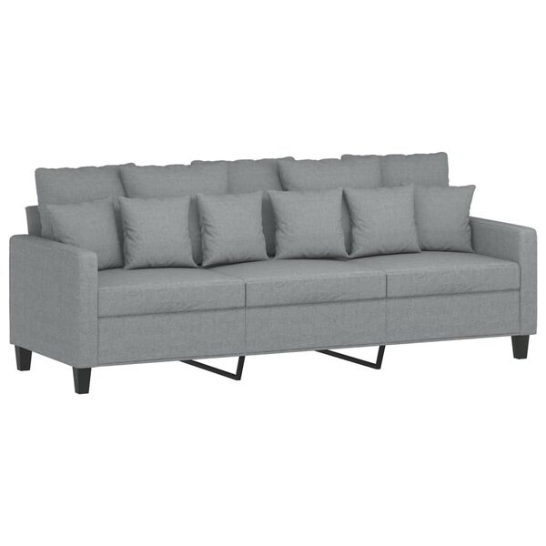 vidaXL 3 Piece Sofa Set with Pillows Light Grey Fabric