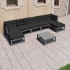 vidaXL 8 Piece Garden Lounge Set with Cushions Grey Solid Pinewood