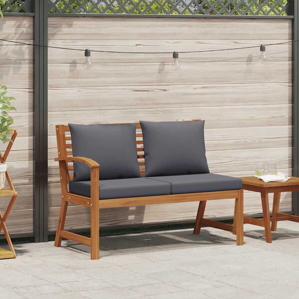 vidaXL Garden Bench 114.5 cm with Dark Grey Cushion Solid Acacia Wood