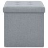 vidaXL Folding Storage Stool Light Grey Faux Linen