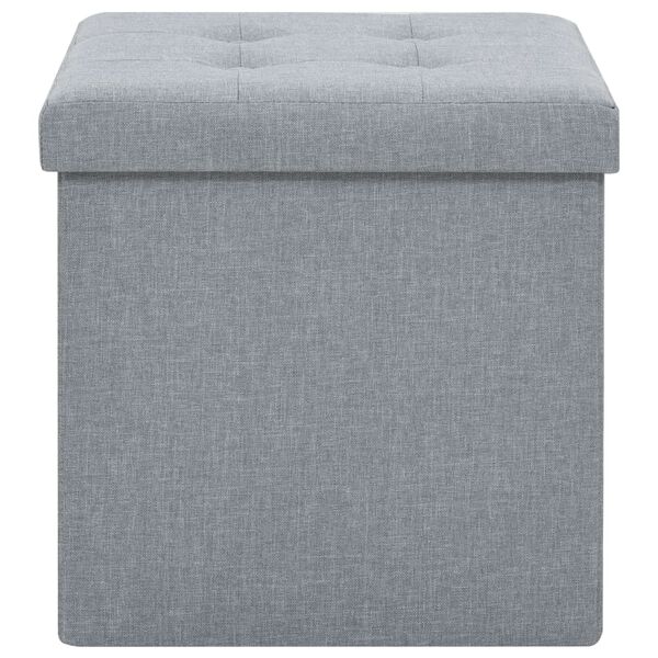 vidaXL Folding Storage Stool Light Grey Faux Linen