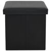 vidaXL Folding Storage Stool Black Faux Leather