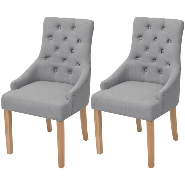 vidaXL Dining Chairs 2 pcs Light Grey Fabric
