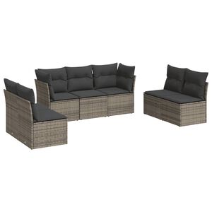 vidaXL 7 Piece Garden Sofa Set with Cushions Grey Poly Rattan