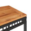 vidaXL Garden Table Black 38x38x42 cm Poly Rattan Acacia Wood