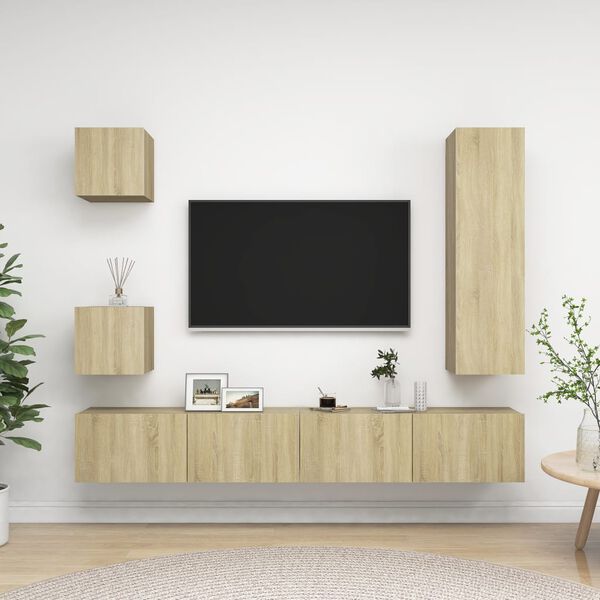 vidaXL 5 Piece TV Cabinet Set Sonoma Oak Engineered Wood