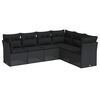 vidaXL 6 Piece Garden Sofa Set with Cushions Black Poly Rattan