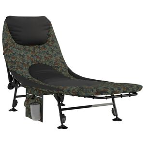 vidaXL Fishing Bed with Adjustable Mud Legs Foldable Camouflage