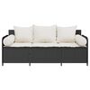 vidaXL Garden Sofa with Cushions 3-Seater Black Poly Rattan
