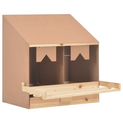 vidaXL Chicken Laying Nest 2 Compartments 63x40x65 cm Solid Pine Wood