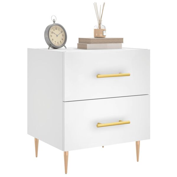vidaXL Bedside Cabinet White 40x35x47.5 cm Engineered Wood