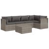 vidaXL 6 Piece Garden Lounge Set with Cushions Grey Poly Rattan