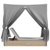 vidaXL Double Sun Lounger with Roof and Curtains Beige Poly Rattan