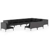 vidaXL 10 Piece Garden Lounge Set with Cushions Poly Rattan Dark Grey