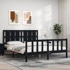 vidaXL Bed Frame without Mattress Black King Size Solid Wood Pine