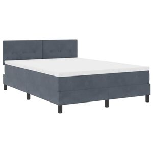 vidaXL Box Spring Bed Dark Grey and White 152 x 203 cm Fabric