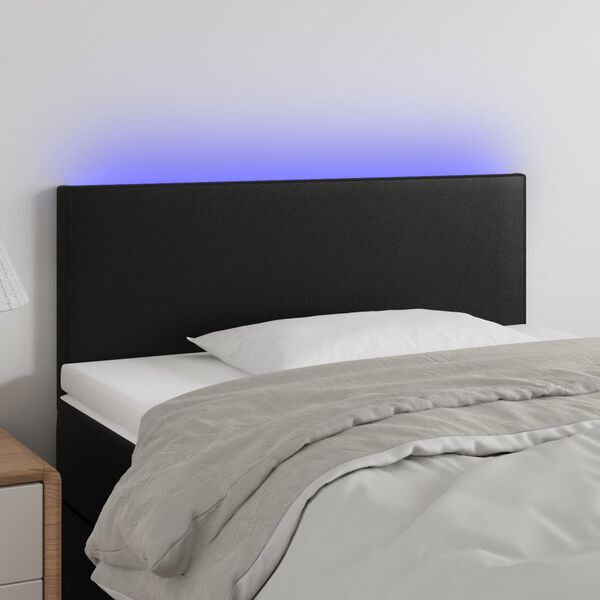 vidaXL LED Headboard Black 100 cm Faux Leather