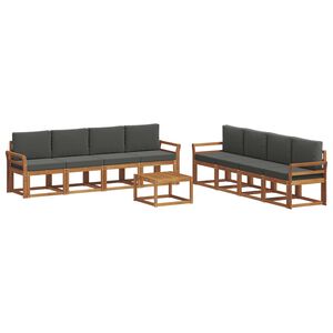 vidaXL Outdoor Sofa Set with Cushion 9 pcs Natural and Anthracite