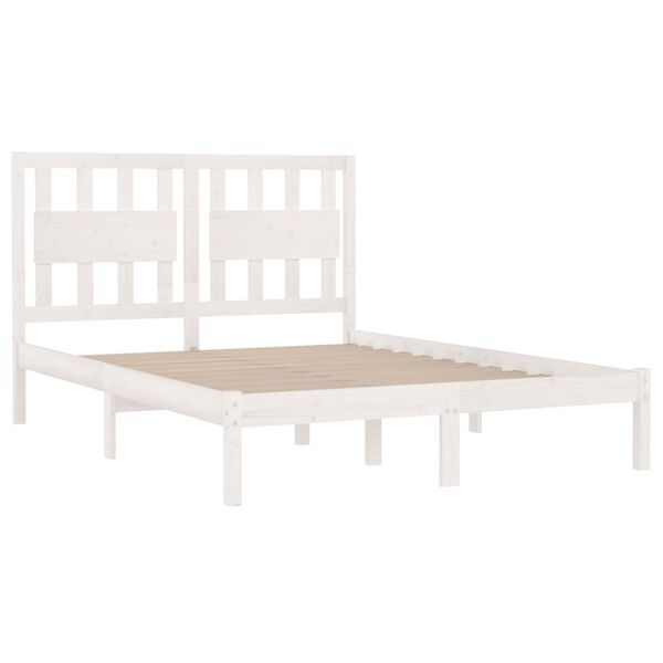 vidaXL Bed Frame without Mattress White Solid Wood Pine King Size