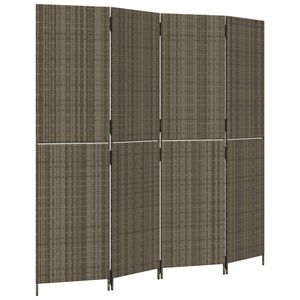 vidaXL Room Divider 4 Panels Grey Poly Rattan