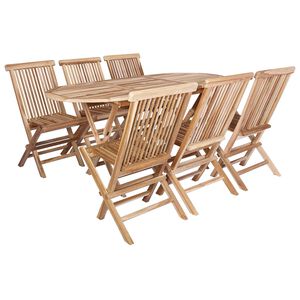 vidaXL Garden Furniture Set 7 pcs Natural Solid Teak Wood