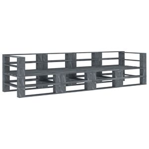 vidaXL Garden Pallet Sofa Grey 4-Seater Wood