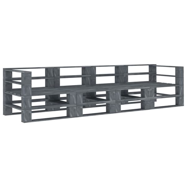 vidaXL Garden Pallet Sofa Grey 4-Seater Wood