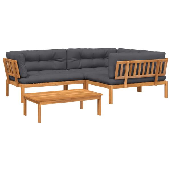 vidaXL 4 Piece Garden Pallet Sofa Set with Cushions Solid Wood Acacia