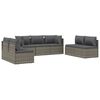 vidaXL 7 Piece Garden Lounge Set with Cushions Grey Poly Rattan