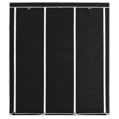 vidaXL Wardrobe with Compartments and Rods Black 150x45x175 cm Fabric ...