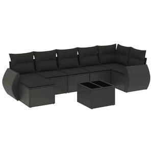 vidaXL 8 Piece Garden Sofa Set with Cushions Black Poly Rattan