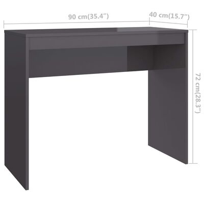 vidaXL Desk High Gloss Grey 35.4"x15.7"x28.3" Engineered Wood