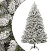 vidaXL Artificial Hinged Christmas Tree with Flocked Snow 210 cm