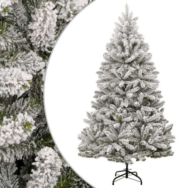 vidaXL Artificial Hinged Christmas Tree with Flocked Snow 210 cm