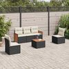 vidaXL 6 Piece Garden Sofa Set with Cushions Black Poly Rattan