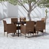 vidaXL 7 Piece Garden Dining Set with Cushions Brown and Black