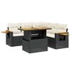 vidaXL 6 Piece Garden Sofa Set with Cushions Black Poly Rattan