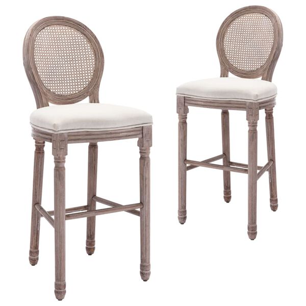 vidaXL Bar Chairs 2 pcs White Linen