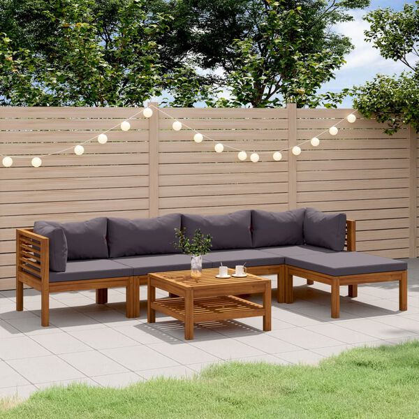 vidaXL 7 Piece Garden Lounge Set with Cushion Solid Acacia Wood