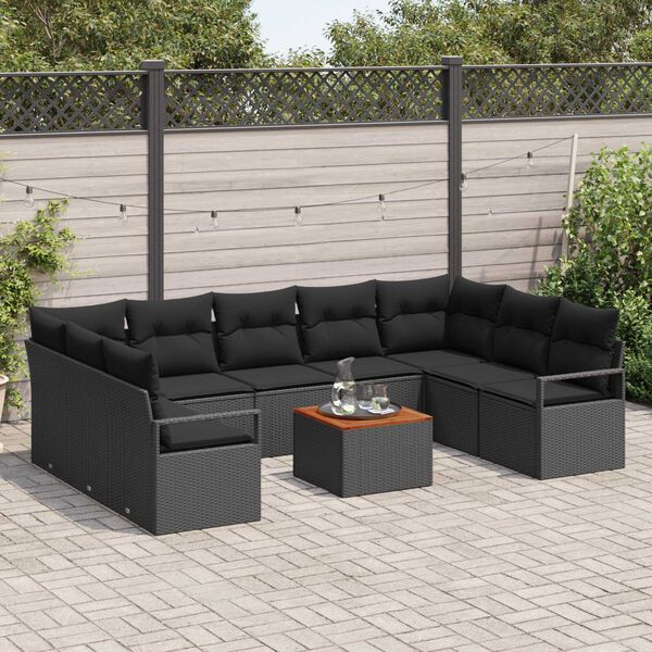 vidaXL Garden Sofa Set 10 pcs Black