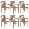 vidaXL Stackable Garden Chairs with Cushions 6 pcs Solid Teak Wood