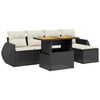 vidaXL 6 Piece Garden Sofa Set with Cushions Black Poly Rattan