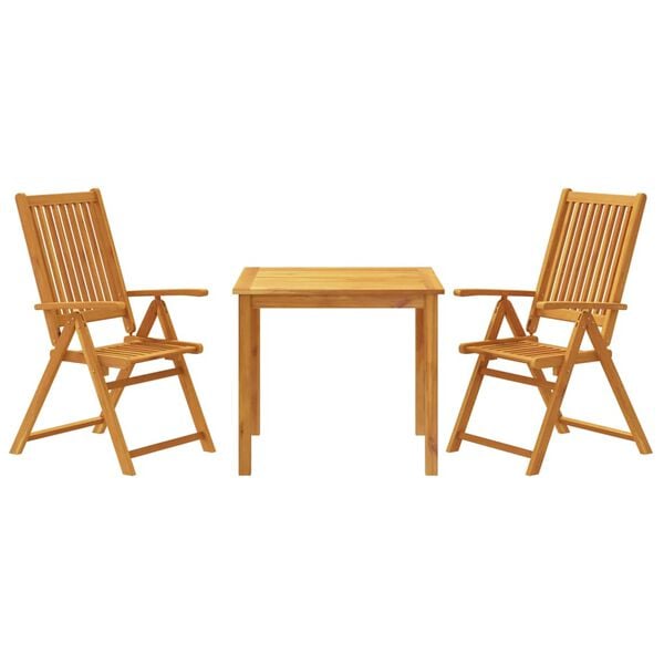 vidaXL 3 Piece Garden Dining Set 85x85x74 cm Solid Wood Acacia