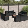 vidaXL 13 Piece Garden Sofa Set with Cushions Black Poly Rattan