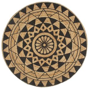 vidaXL Handmade Rug Jute with Black Print 120 cm