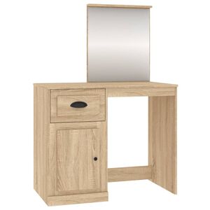 vidaXL Dressing Table with Mirror Sonoma Oak 90x50x132.5 cm Engineered Wood