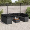 vidaXL Garden Sofa Set with Cushion 10 pcs Black Poly Rattan