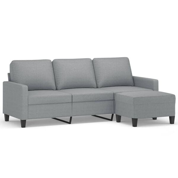 vidaXL 3-Seater Sofa with Footstool Light Grey 180 cm Fabric